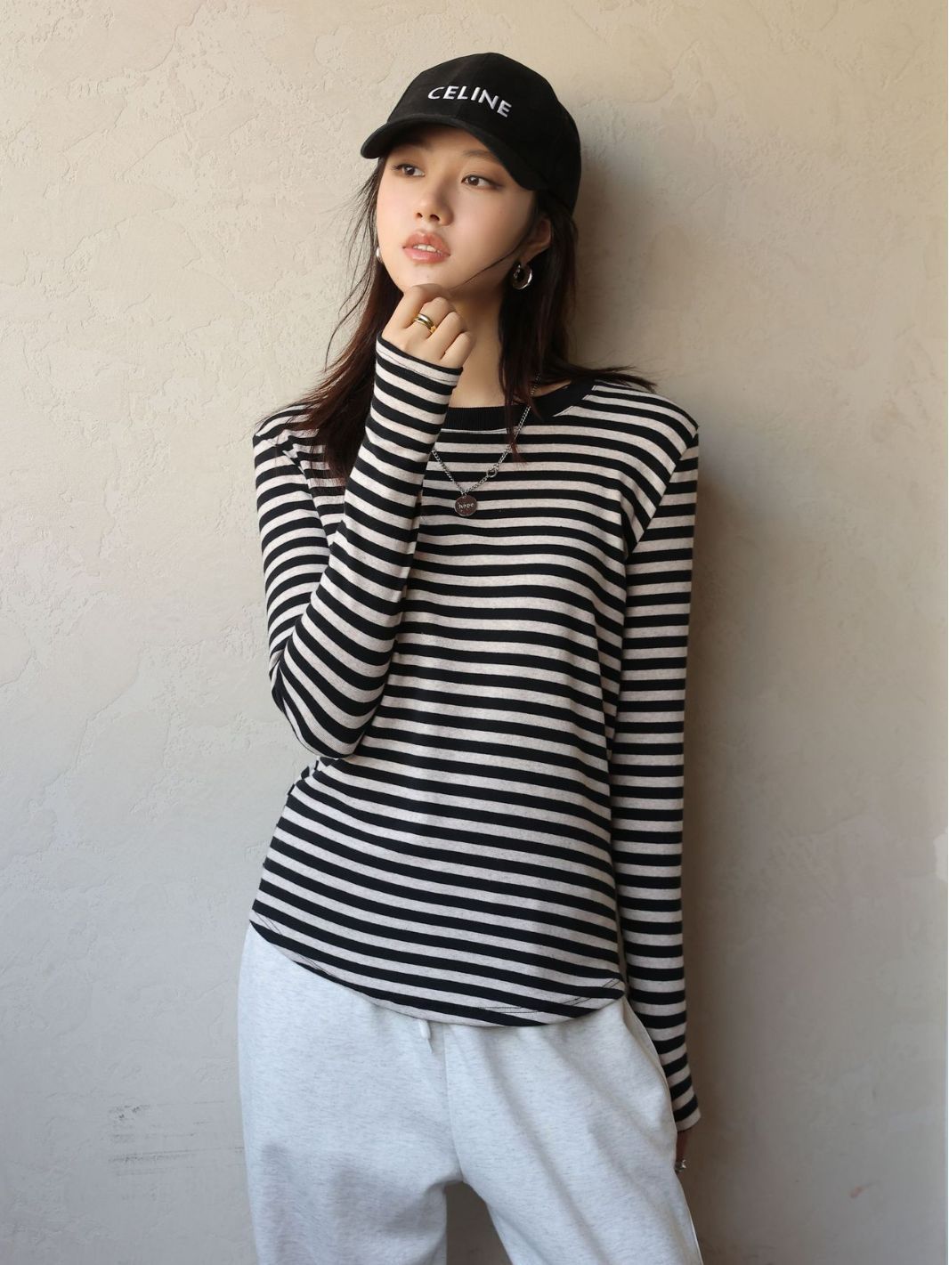 Women's Striped T-shirt Long Sleeve Bottoming Shirt