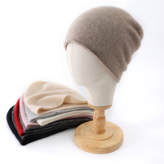 Cashmere Hat For Women Curled Brim Knitted Hat