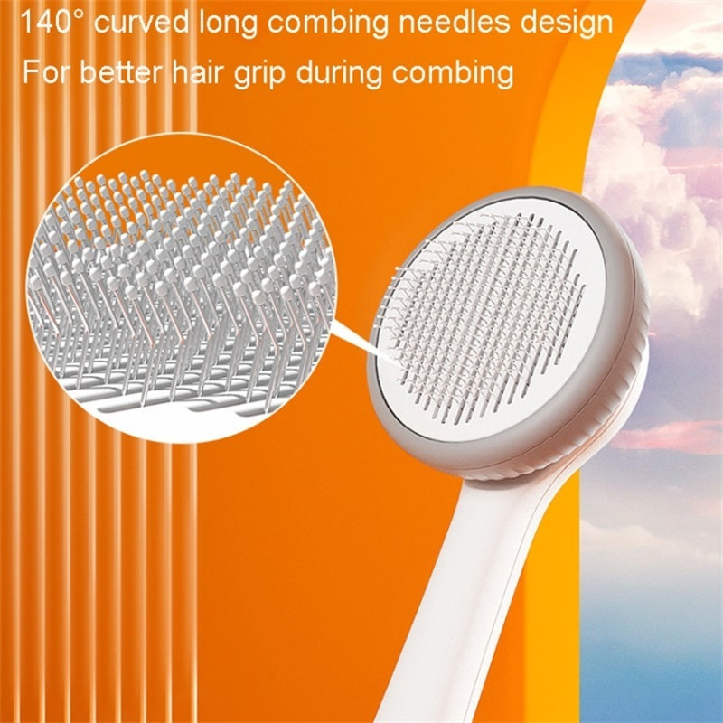 Pet Grooming Brush For Cats And Dogs Massage Self-Cleaning Slicker Comb Cat Grooming Supplies Removing Tangled Hair Loose Fur