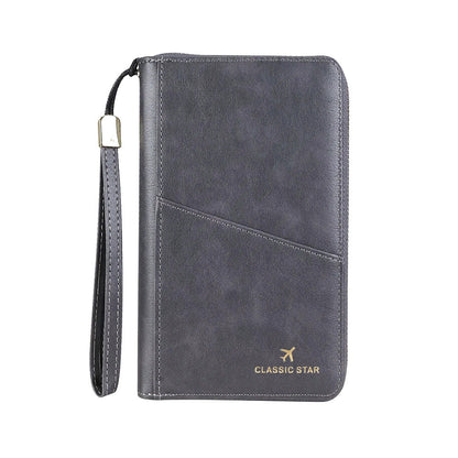 RFID Barrier Passport Holder Genuine Leather Wallet