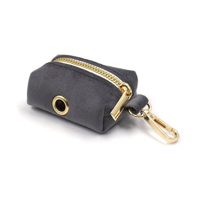 Dark Grey Velvet Pet Collar Leash