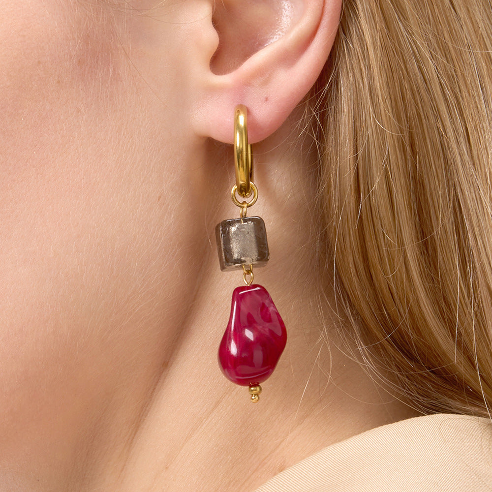 Resin Earrings Light Luxury High-grade Special-interest Design