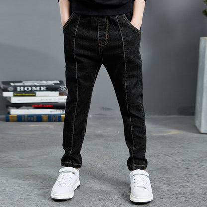 Boys Jeans Autumn Winter New One-Piece Velvet Luxe Insulation