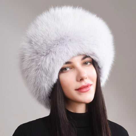 Women's Winter Genuine Leather Ethnic Style Warm Ear Protection Hat