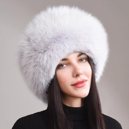 Women's Winter Genuine Leather Ethnic Style Warm Ear Protection Hat