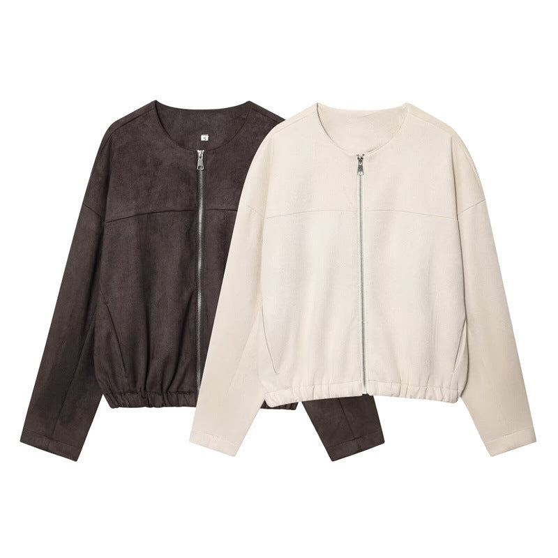 Women's Simple Suede Effect Jacket Coat