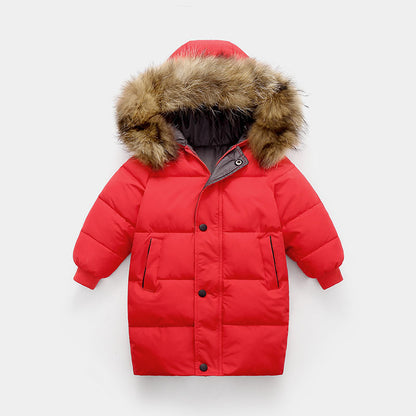 The Arctic Crest: Big Fur Collar Mid-Length Thickened Winter Coat