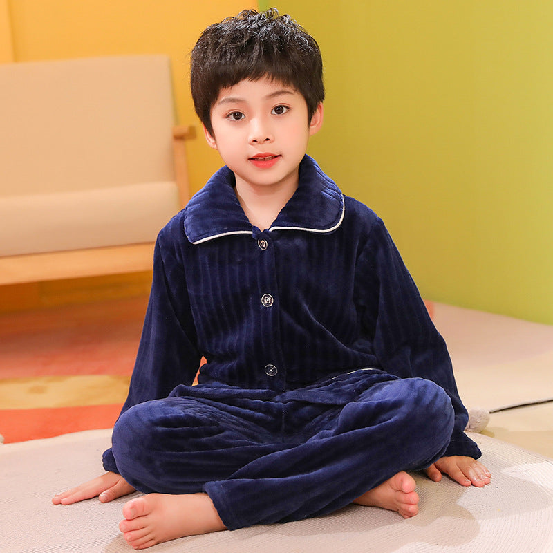 The Winter Shield: Boys’ Solid Color Flannel Pajama Set
