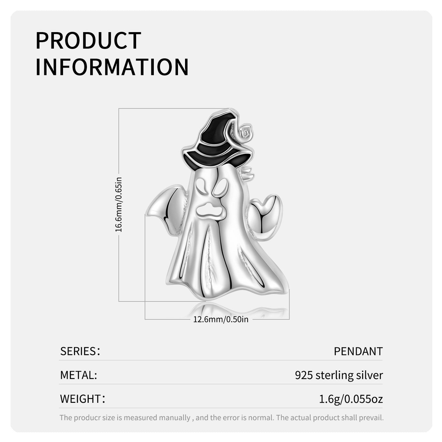 Sterling Silver 925 Necklace Scares Ghosts Creative Halloween