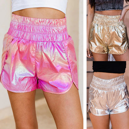 Fashion Trendy Elastic Waist Bright Shorts