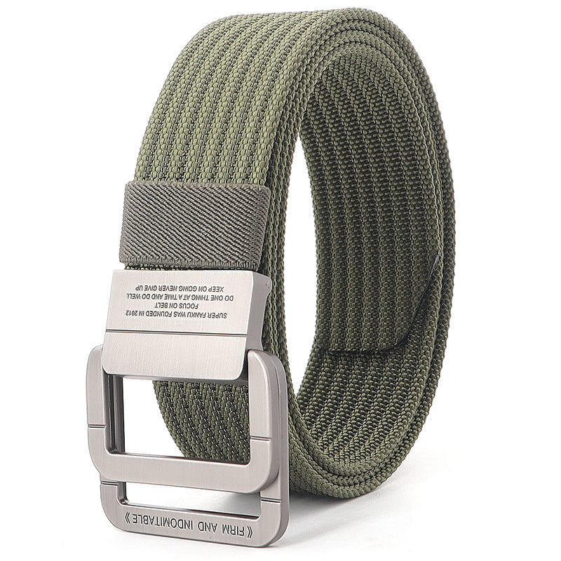 Alloy Double Ring Buckle Woven Nylon Tactical Sports Outdoor Waist Belt
