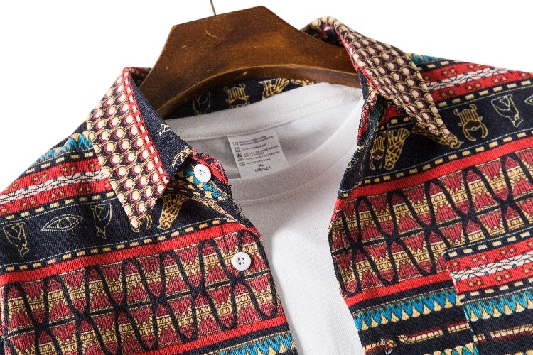 Inclusive Plus Size Ethnic Style Loose Casual Shirt