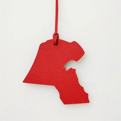 Map-shaped Leather Handbag Pendant