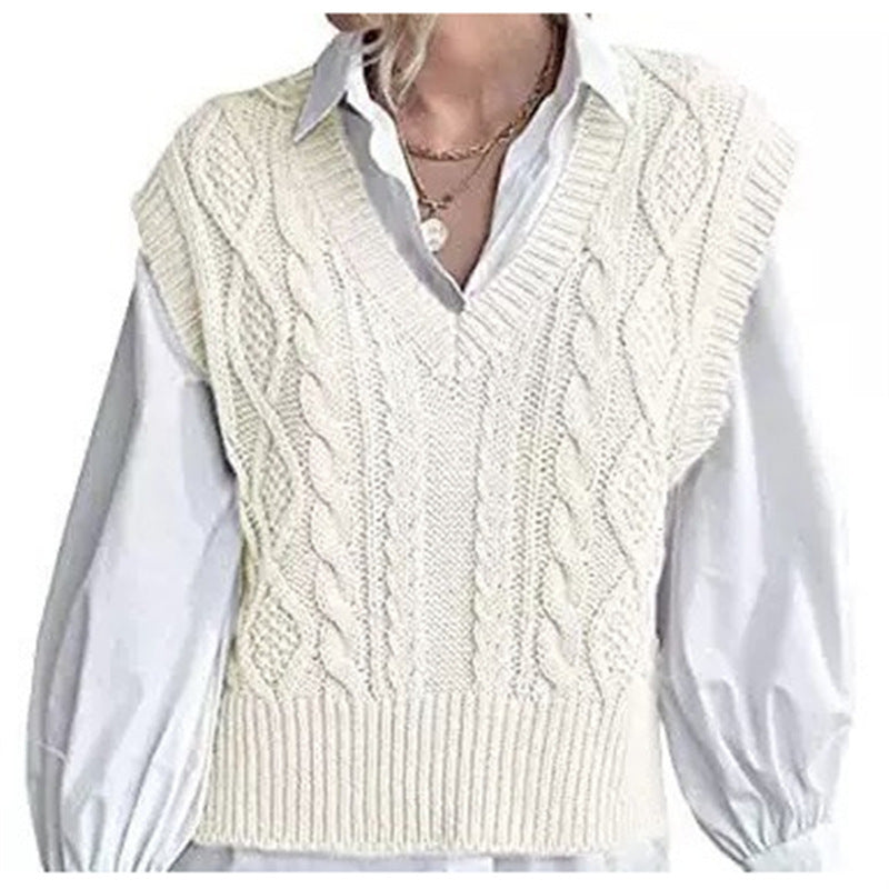 Vest Knitted Retro College Style All-matching
