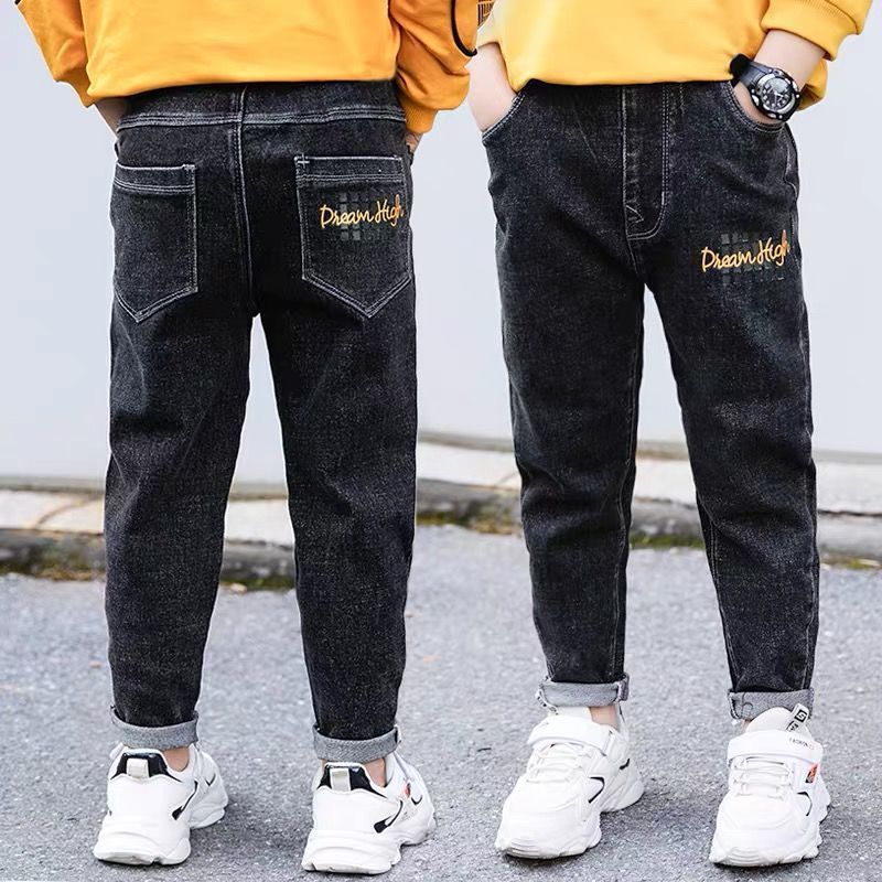 Boys Jeans Autumn Winter New One-Piece Velvet Luxe Insulation