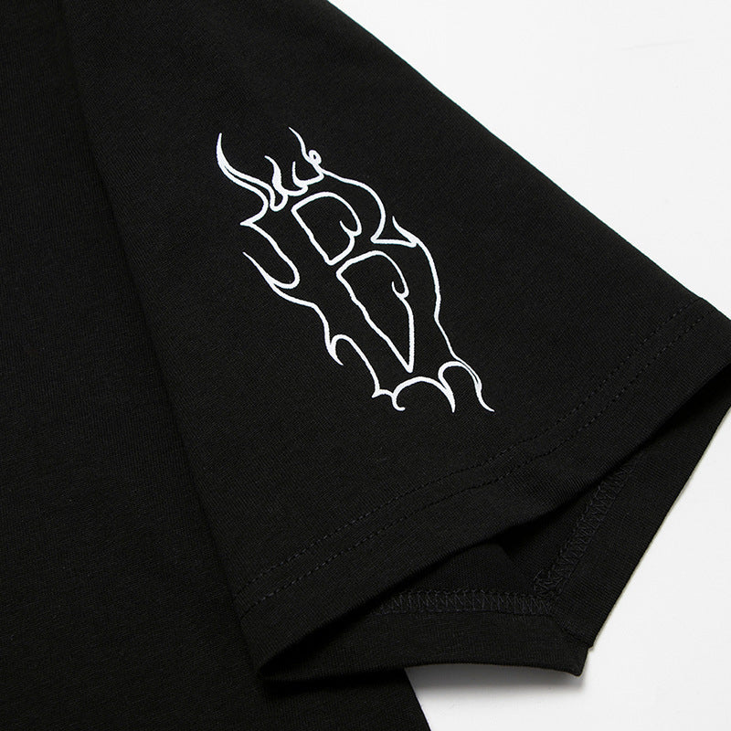 Creative Letters Flame Print T-shirt Men