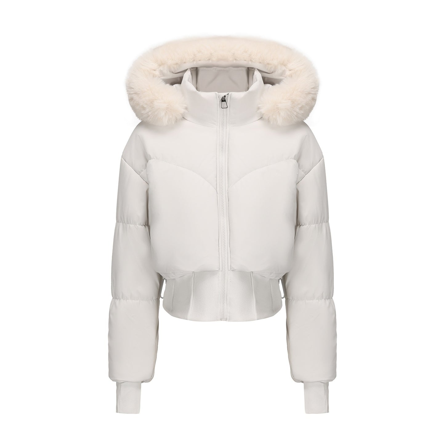 Women's Waist-tight Big Fur Collar Hooded Short Cotton Jacket