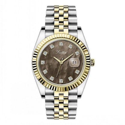 Women's Simple Elegant Solid Steel Belt Calendar Watch