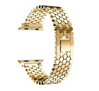 Scale Grain Zinc Alloy Five-bead Honeycomb Strap