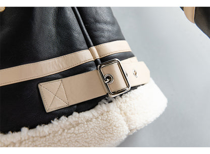 Fleece-Lined Thickened Lapel Jacket Cozy Tailored Refinement