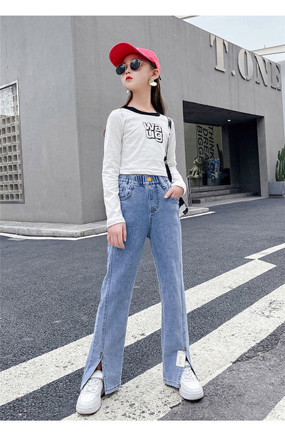 Avant-Garde Split Flared Skinny Stretch Trousers