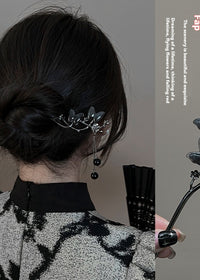 Black Double Disc Hairpin