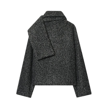 Women's Short Woolen Coat Matching Scarf