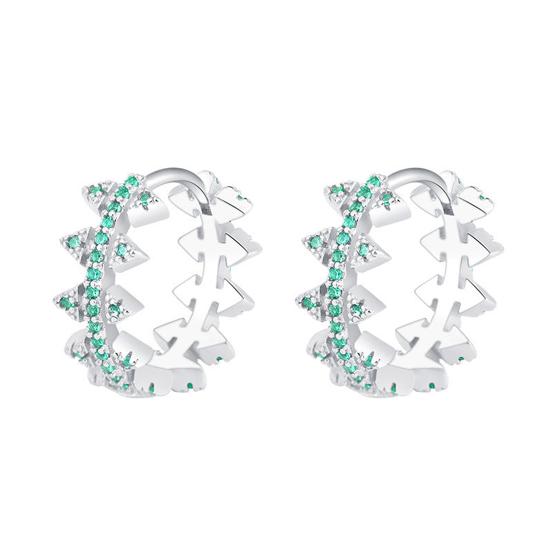 925 Sterling Silver Green Zircon Rivet Earrings