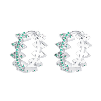 925 Sterling Silver Green Zircon Rivet Earrings