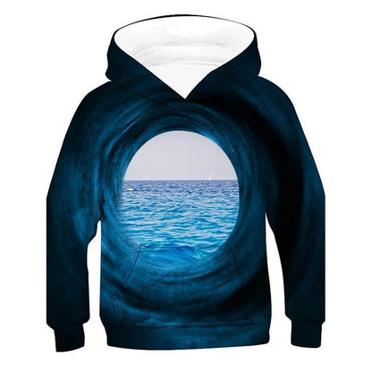 Surrealist 3D Digital Graphic Statement Hoodie