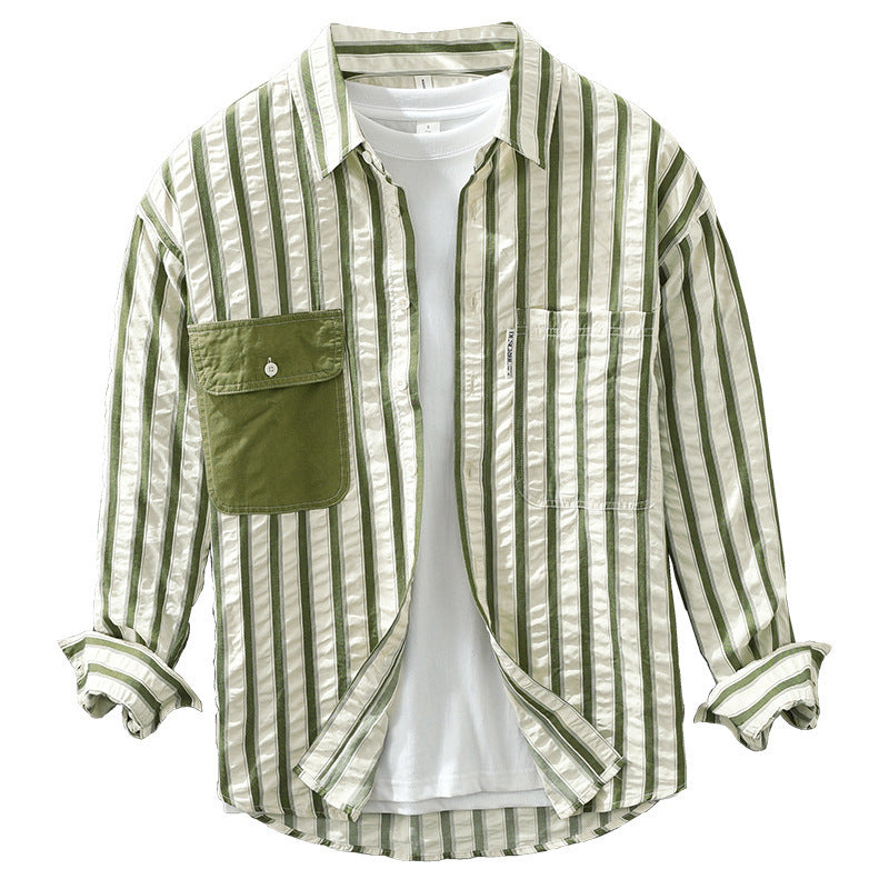 Japanese Minimalist Stripe Long Sleeve Fashion Shirt