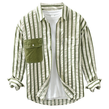 Japanese Minimalist Stripe Long Sleeve Fashion Shirt