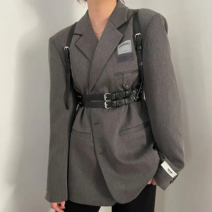 Double Layer Buckle Fashion All-match Casual PU Leather Strap Belt Women