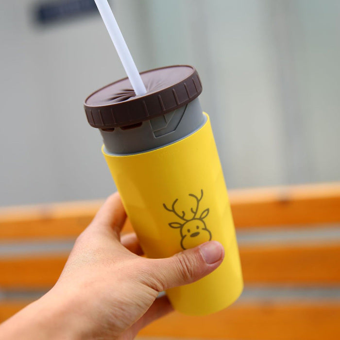 Double-Wall Insulated Travel Tumbler with Straw | Portable Spill-Resistant Sippy Cup for Adults & Kids