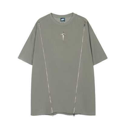 Cross Star Decorative Short-sleeved T-shirt Men