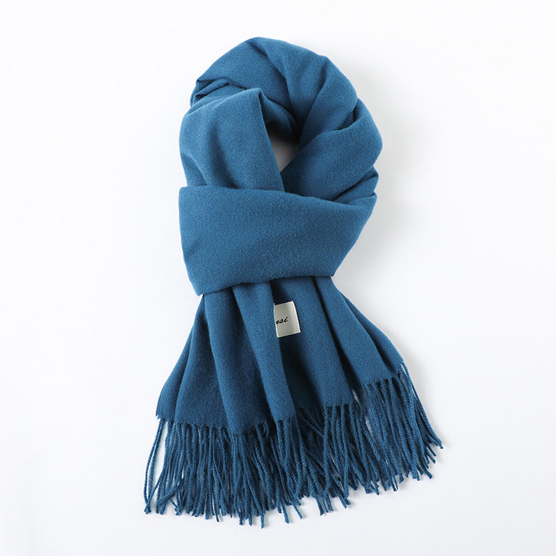 Simple Tassel Shawl Warm Artificial Cashmere Scarf