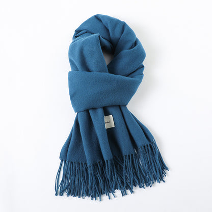 Simple Tassel Shawl Warm Artificial Cashmere Scarf