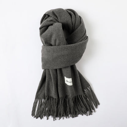 Simple Tassel Shawl Warm Artificial Cashmere Scarf