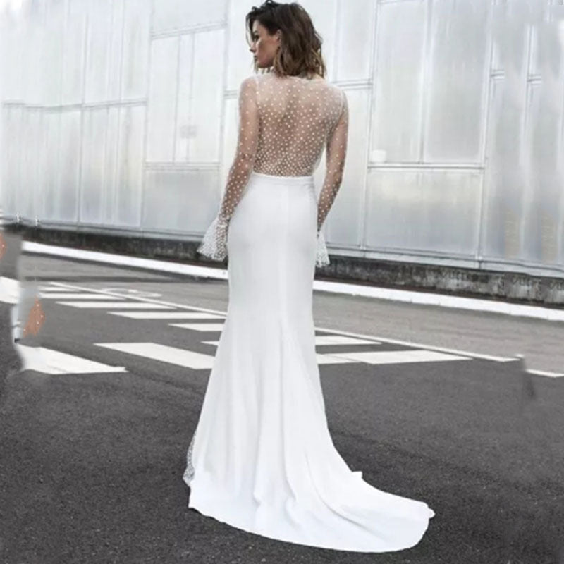 Women's Fashionable See-through Sexy Long-sleeved Dress