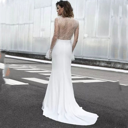 Women's Fashionable See-through Sexy Long-sleeved Dress