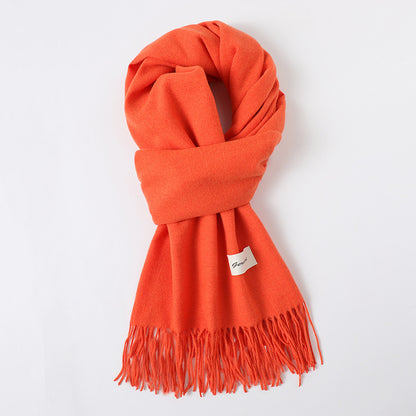 Simple Tassel Shawl Warm Artificial Cashmere Scarf