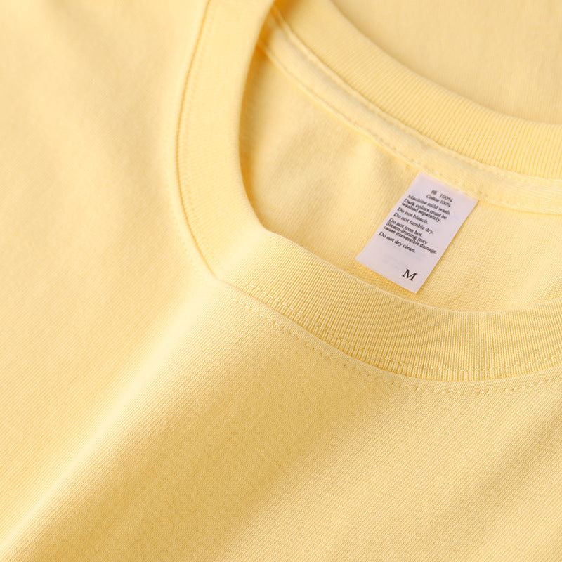 Round Neck Solid Color T-shirt Heavy Simple Style Blank Top Women's Bottoming Shirt