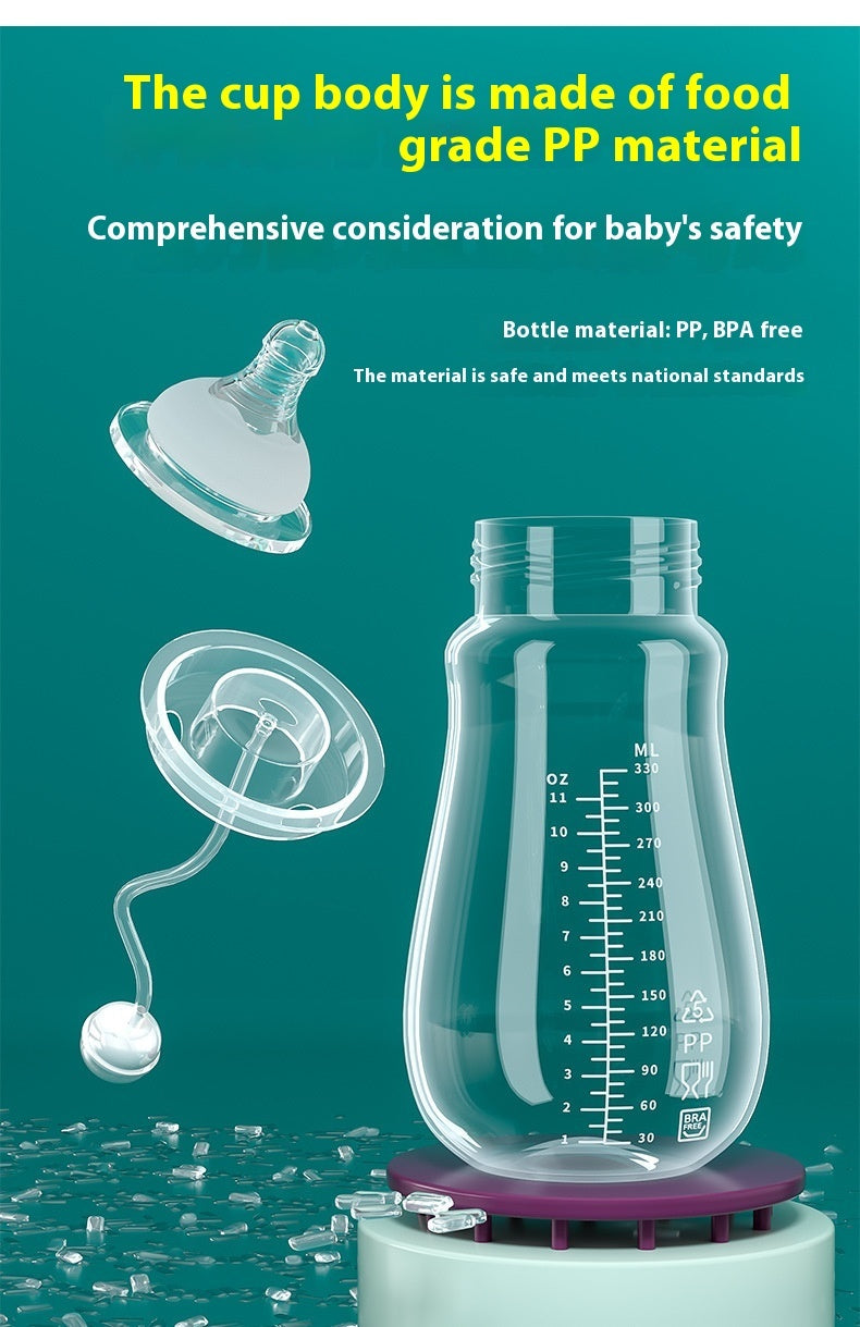 Wide Caliber: PP Straw Baby Water & Milk Feeding Bottle