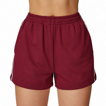 Contrast Color Sports Shorts High Waist Loose Straight Pocket