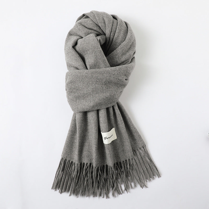 Simple Tassel Shawl Warm Artificial Cashmere Scarf