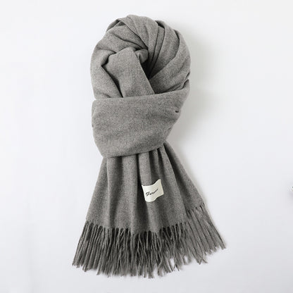 Simple Tassel Shawl Warm Artificial Cashmere Scarf