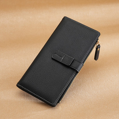 Long Multiple Card Slots Zipper Bag Buckle Korean Style High Sense Women's Wallet