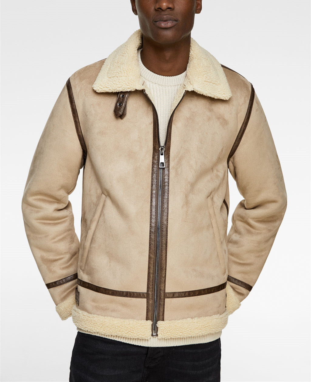 Mens Lapel Suede Fabric Jacket Coat Velvety Luxe Layering