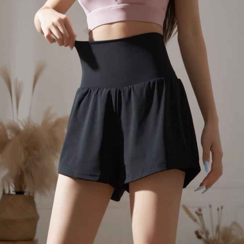 Fake Two-piece High Waist Belly Contracting White Sports Quick-drying Women