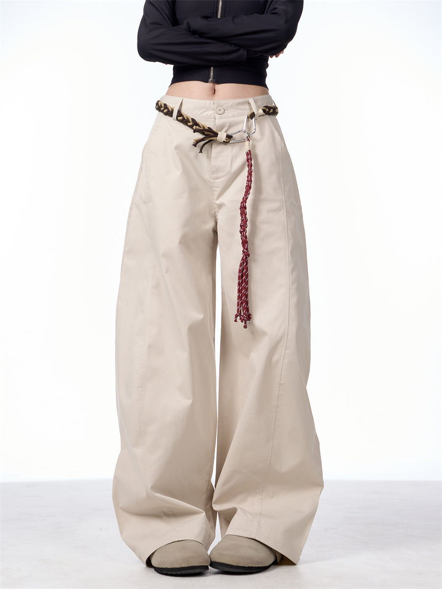 Retro Matchet Pants Casual Pants For Women With Belt